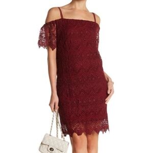 HOPE & HARLOW WOMAN’S OFF SHOULDER LACE CABERNET DRESS SIZE 14W
